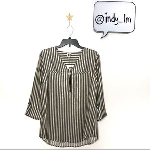Anne Klein golden striped quarter sleeve blouse